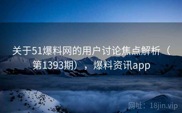 关于51爆料网的用户讨论焦点解析（第1393期），爆料资讯app