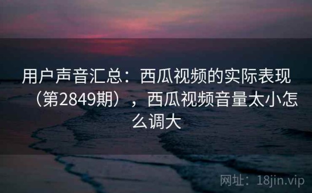 用户声音汇总：西瓜视频的实际表现（第2849期），西瓜视频音量太小怎么调大
