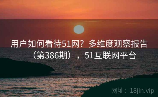 用户如何看待51网？多维度观察报告（第386期），51互联网平台